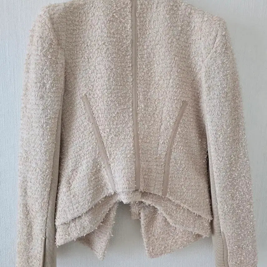 [BUNJANG] Misha Leather Tweed Jacket / 미샤 양가죽 배색 자켓 55사이즈