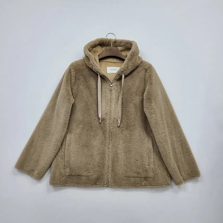 [BUNJANG] Clavis Eco-Fur Hooded Jacket Brown / 클라비스 에코퍼 후드 자켓 브라운/55/앨리스/383