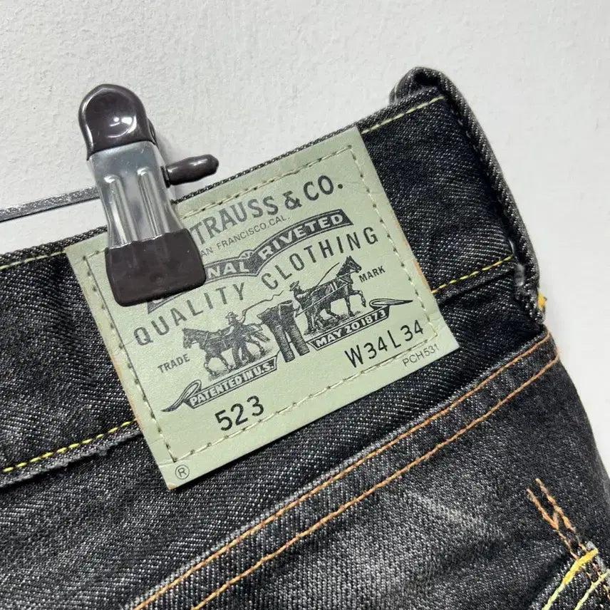 [BUNJANG] Levi's 523 Washed Black Denim Pants / 리바이스 남성 523 / 34 워싱 블랙 데님 팬츠