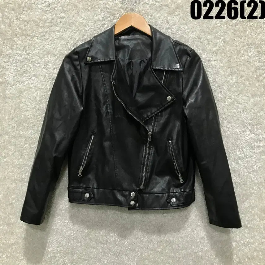 [BUNJANG] Black Leather Rider Jacket (XS) / 블랙 레더 라이더 자켓 여성용 xs