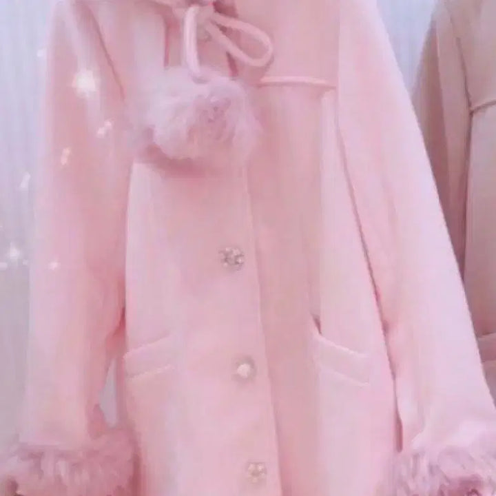 [BUNJANG] Swankiss Pink Pom-pom Coat / 스완키스 핑크 폼폼 코트
