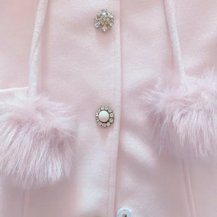 [BUNJANG] Swankiss Pink Pom-pom Coat / 스완키스 핑크 폼폼 코트