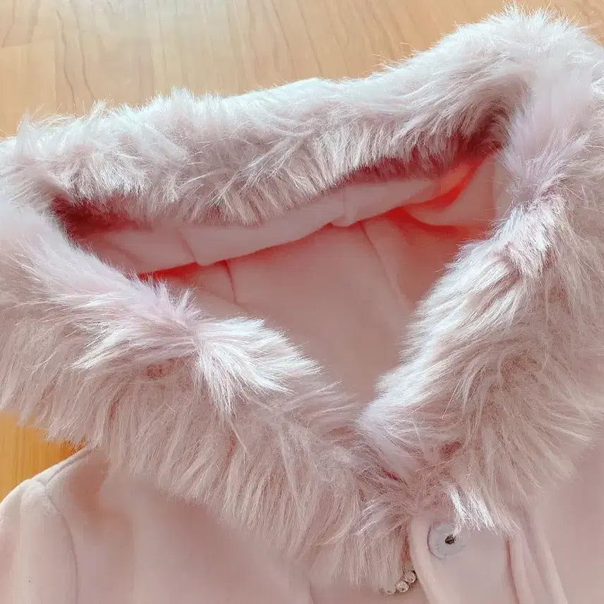 [BUNJANG] Swankiss Pink Pom-pom Coat / 스완키스 핑크 폼폼 코트