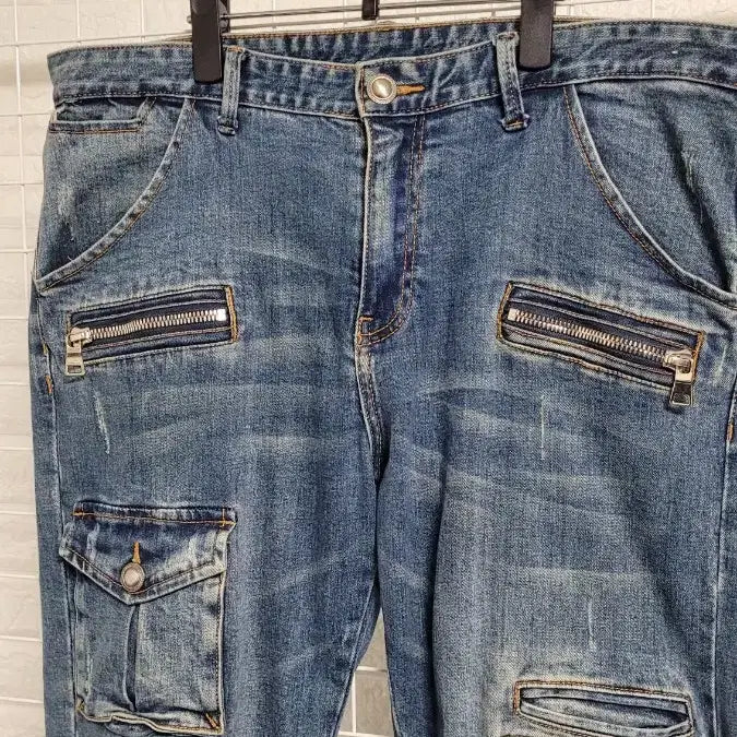 [BUNJANG] Balmain Denim Biker Jeans / [34]BALMAIN발망 진청워싱 유틸리티 멀티포켓 데님바이커진 스판36