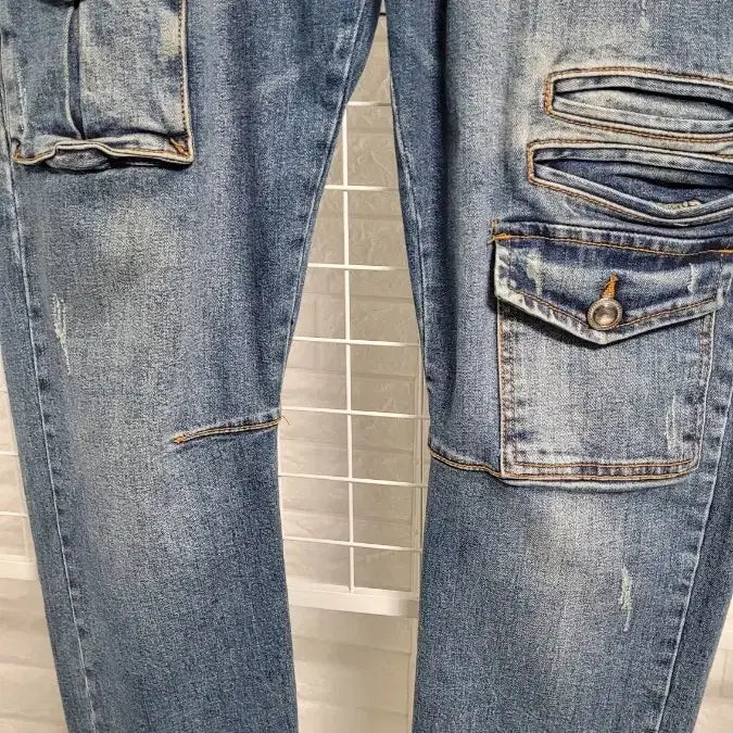 [BUNJANG] Balmain Denim Biker Jeans / [34]BALMAIN발망 진청워싱 유틸리티 멀티포켓 데님바이커진 스판36