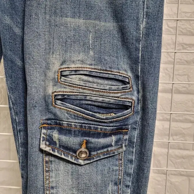 [BUNJANG] Balmain Denim Biker Jeans / [34]BALMAIN발망 진청워싱 유틸리티 멀티포켓 데님바이커진 스판36