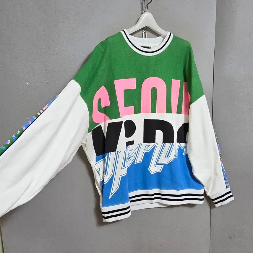 [BUNJANG] Supercomma B Oversized Colorblock Sweatshirt / 슈퍼콤마비 박시한 색감멋스런 맨투맨 FF  n2675