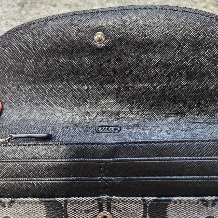 [BUNJANG] Coach Signature Long Wallet Black/Gray / 코치 시그니처 장지갑 블랙/그레이