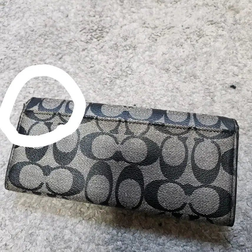 [BUNJANG] Coach Signature Long Wallet Black/Gray / 코치 시그니처 장지갑 블랙/그레이