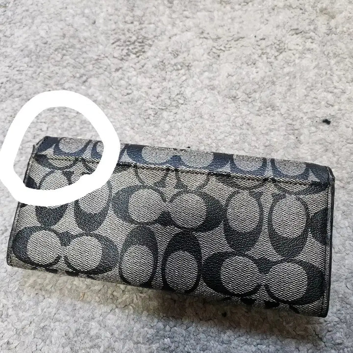 [BUNJANG] Coach Signature Long Wallet Black/Gray / 코치 시그니처 장지갑 블랙/그레이