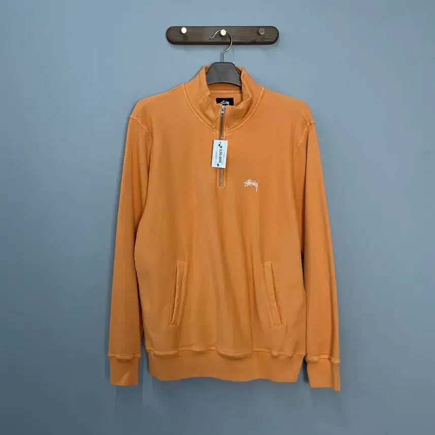 [BUNJANG] Stussy Orange Half-Zip Sweatshirt (L) / 스투시 오렌지 반집업 스웻셔츠 H2046