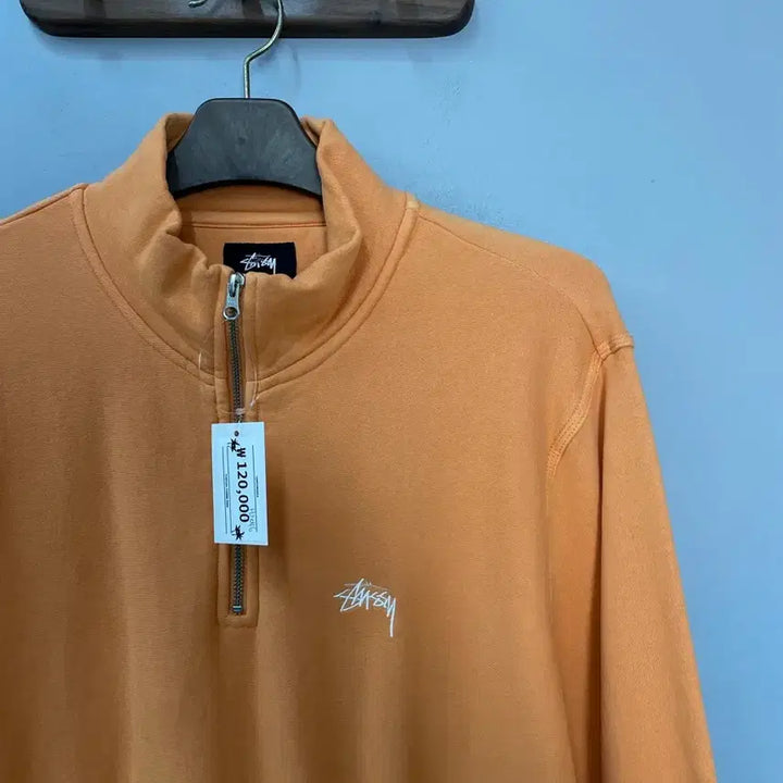 [BUNJANG] Stussy Orange Half-Zip Sweatshirt (L) / 스투시 오렌지 반집업 스웻셔츠 H2046