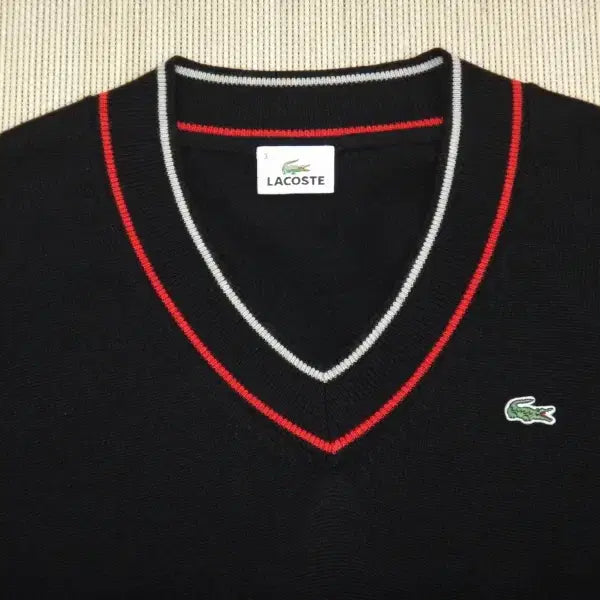[BUNJANG] Lacoste Men's V-Neck Wool Knit Sweater / (M/95) 라코스테 LACOSTE 남성 브이넥 울 니트