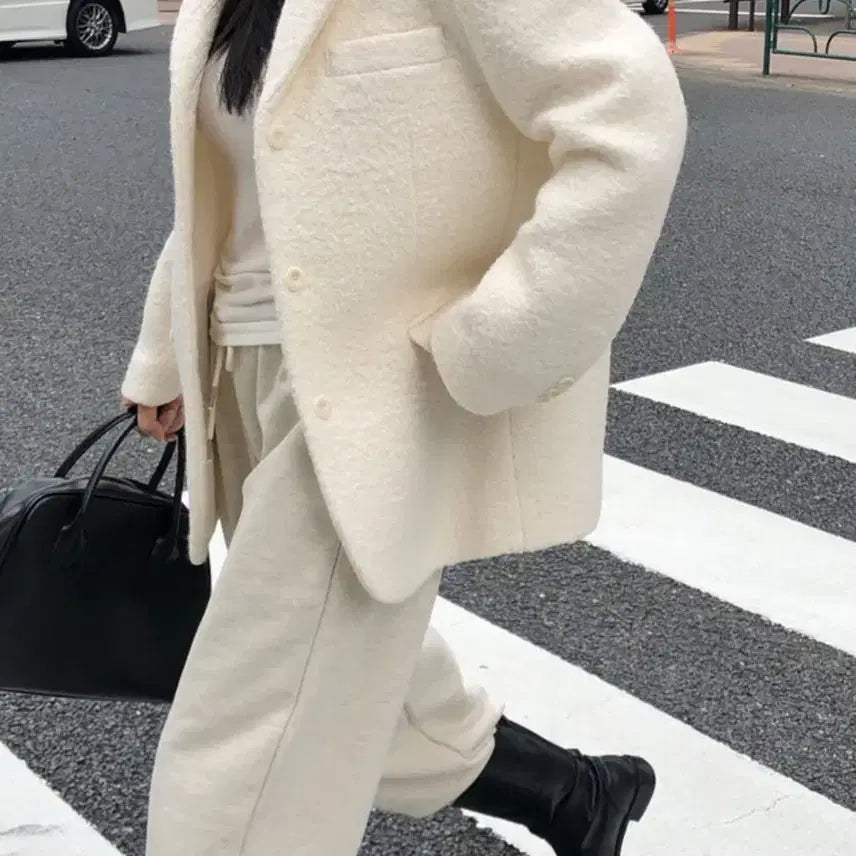 [BUNJANG] More Rêve Haliang Boucle Coat Jacket / 모어레브 해리앙 부클 코트 자켓 새상품 (울 70%)