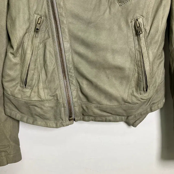 [BUNJANG] System Diagonal Zipper Drape Leather Jacket / 시스템 사선 지퍼 드레이프 가죽 자켓