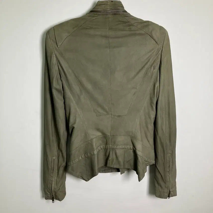 [BUNJANG] System Diagonal Zipper Drape Leather Jacket / 시스템 사선 지퍼 드레이프 가죽 자켓