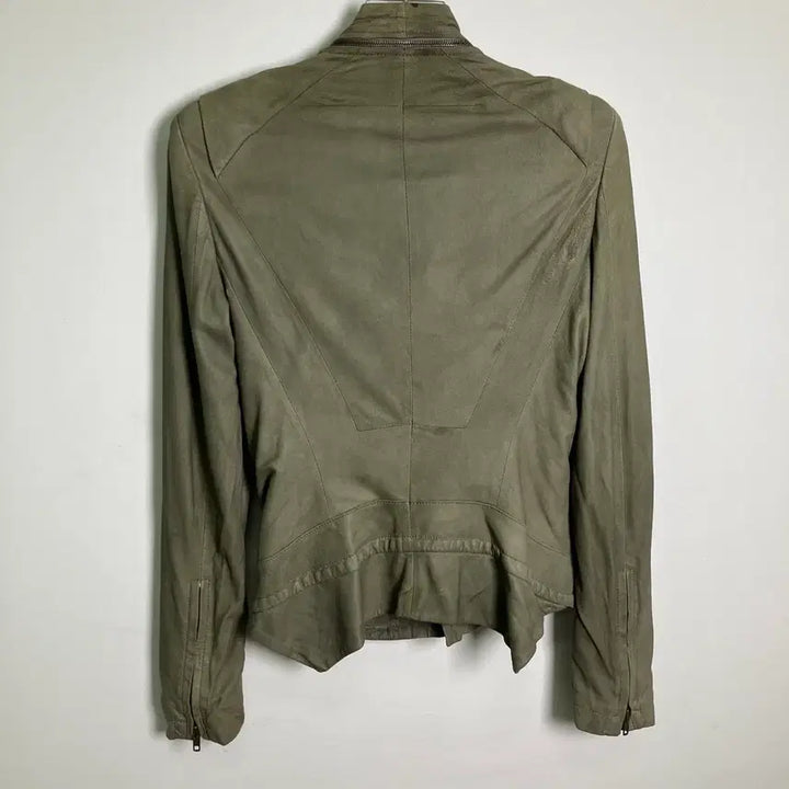 [BUNJANG] System Diagonal Zipper Drape Leather Jacket / 시스템 사선 지퍼 드레이프 가죽 자켓