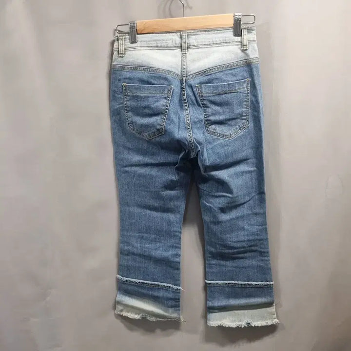 [BUNJANG] FLOW Roll-up Fringe Denim Jeans M / FLOW 롤업 프린지 중청 청바지 M