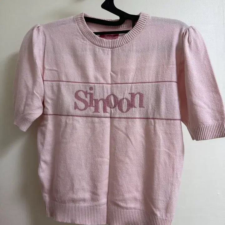 [BUNJANG] SINOON Pink Knit Short Sleeve T-Shirt / 시눈 핑크 니트 반팔