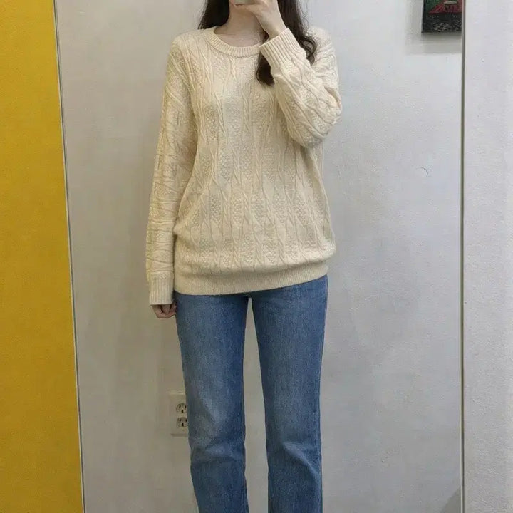 [BUNJANG] VARIZIONI Milano Cable Knit Sweater Ivory M / VARIZIONI 밀라노 케이블 울 니트 아이보리 M/JPN/데일리룩
