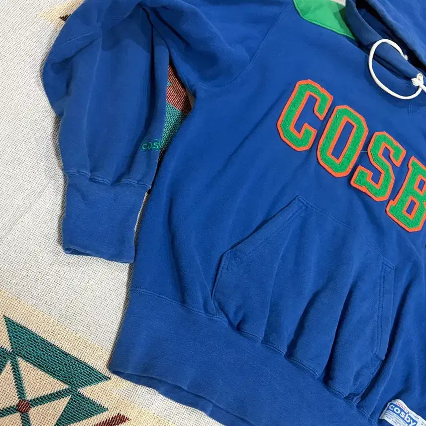 [BUNJANG] Russell x Gerry Cosby Neon Patchwork Hoodie / 90s 러셀 x 개리 코스비 네온 패치워크 후드
