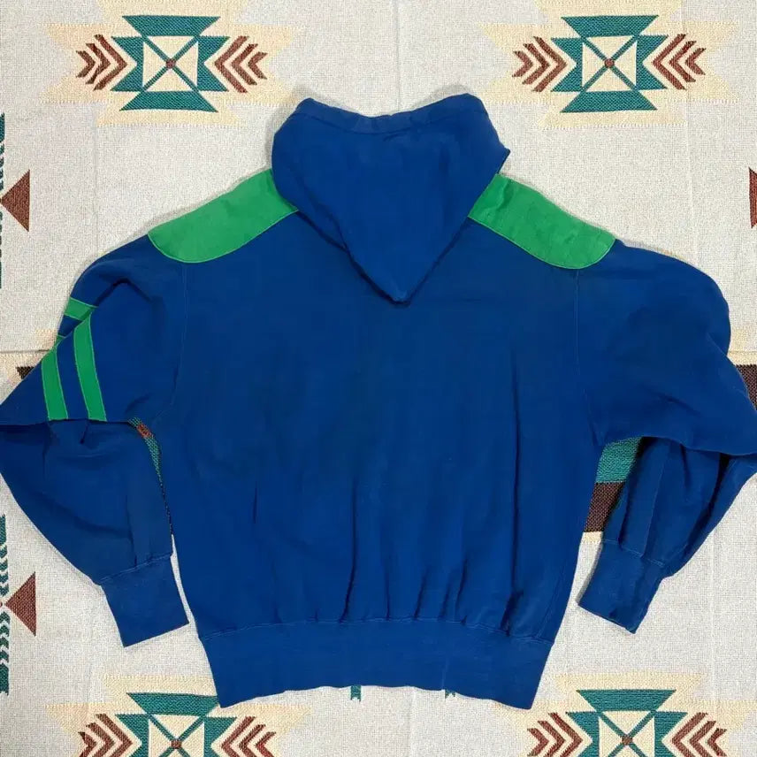 [BUNJANG] Russell x Gerry Cosby Neon Patchwork Hoodie / 90s 러셀 x 개리 코스비 네온 패치워크 후드