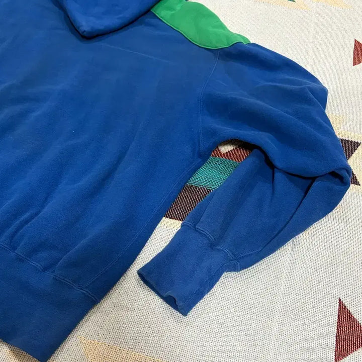 [BUNJANG] Russell x Gerry Cosby Neon Patchwork Hoodie / 90s 러셀 x 개리 코스비 네온 패치워크 후드