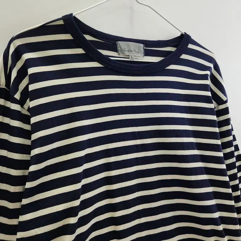 [BUNJANG] Y2K Striped Cotton Sleeve Shirt / 빈티지 Y2K 캐주얼 펑크 스트라이프 코튼100 슬리브 L