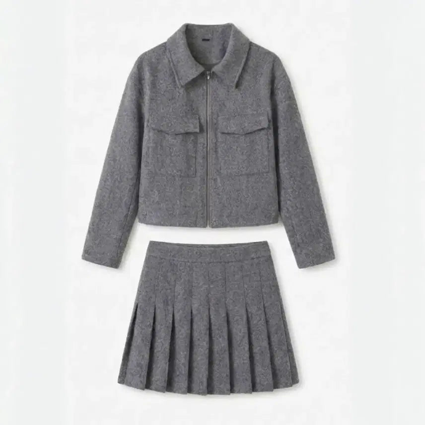 [BUNJANG] Pleated Skirt Set / 플리츠 스커트 셋업