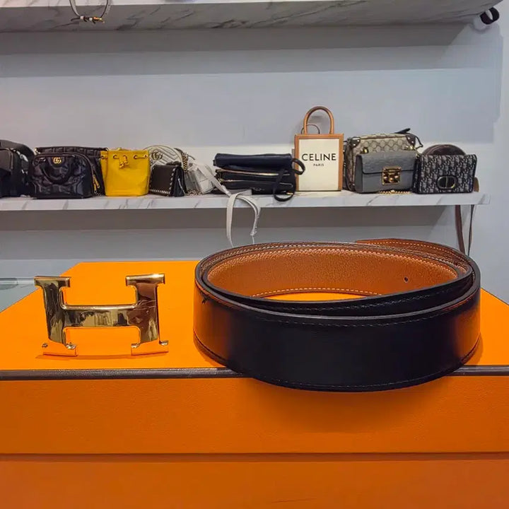 [BUNJANG] Hermès Reversible Belt Gold Buckle Black Brown / (90) 에르메스 리버서블 벨트 금장 블랙 브라운