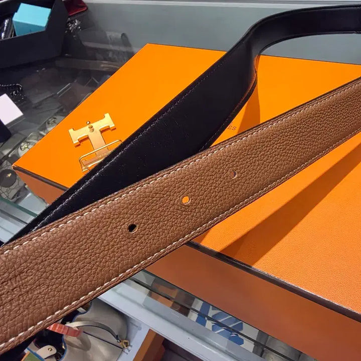 [BUNJANG] Hermès Reversible Belt Gold Buckle Black Brown / (90) 에르메스 리버서블 벨트 금장 블랙 브라운
