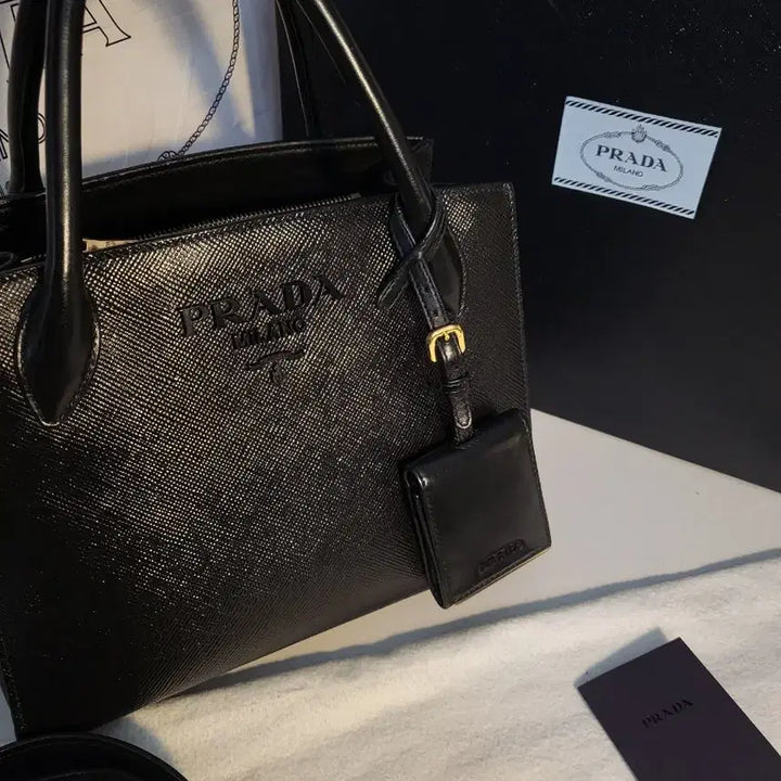 [BUNJANG] [PRADA] 프라다 사피아노 블랙장 초미니 토트 앤 숄더백 / [PRADA] 프라다 사피아노 블랙장 초미니 토트 앤 숄더백