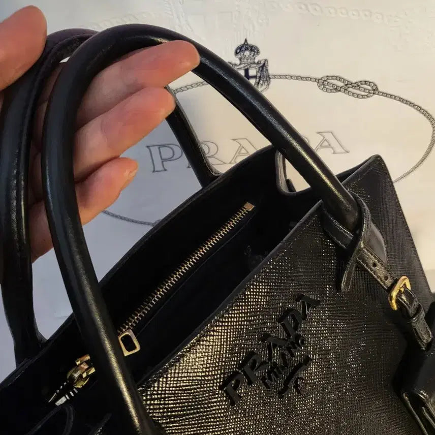 [BUNJANG] [PRADA] 프라다 사피아노 블랙장 초미니 토트 앤 숄더백 / [PRADA] 프라다 사피아노 블랙장 초미니 토트 앤 숄더백