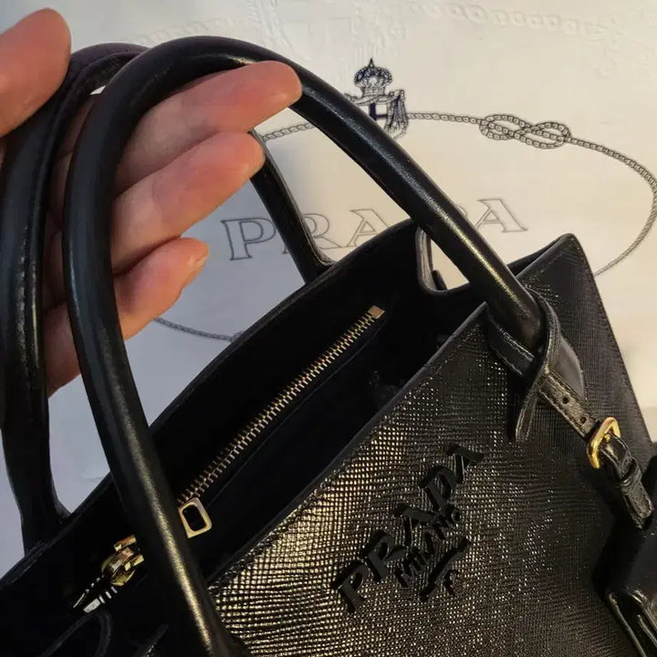 [BUNJANG] [PRADA] 프라다 사피아노 블랙장 초미니 토트 앤 숄더백 / [PRADA] 프라다 사피아노 블랙장 초미니 토트 앤 숄더백