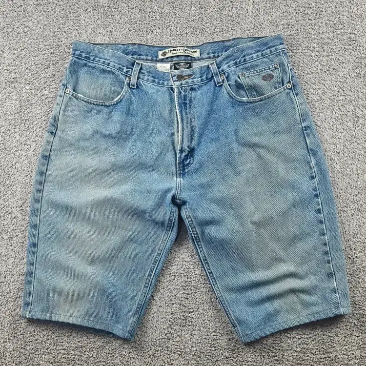 [BUNJANG] Harley Davidson Biker Denim Shorts (38") / 할리데이비슨 바이커 데님 쇼츠 반바지 ( 38" ) / 11350