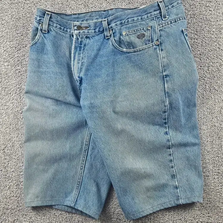 [BUNJANG] Harley Davidson Biker Denim Shorts (38") / 할리데이비슨 바이커 데님 쇼츠 반바지 ( 38" ) / 11350