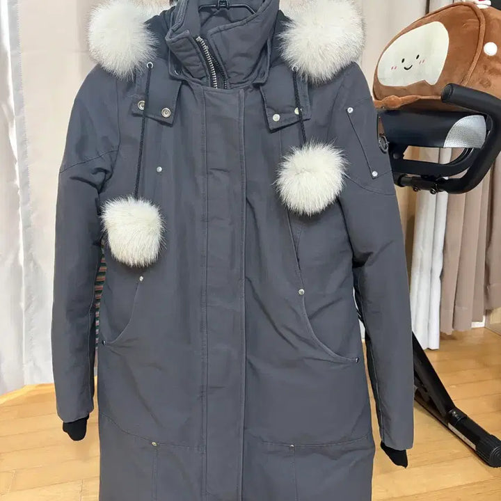 [BUNJANG] Moose Knuckles Stirling Grey Fur Trimmed Padded Jacket / 무스너클 스틸링 패딩 그레이 퍼 트리밍