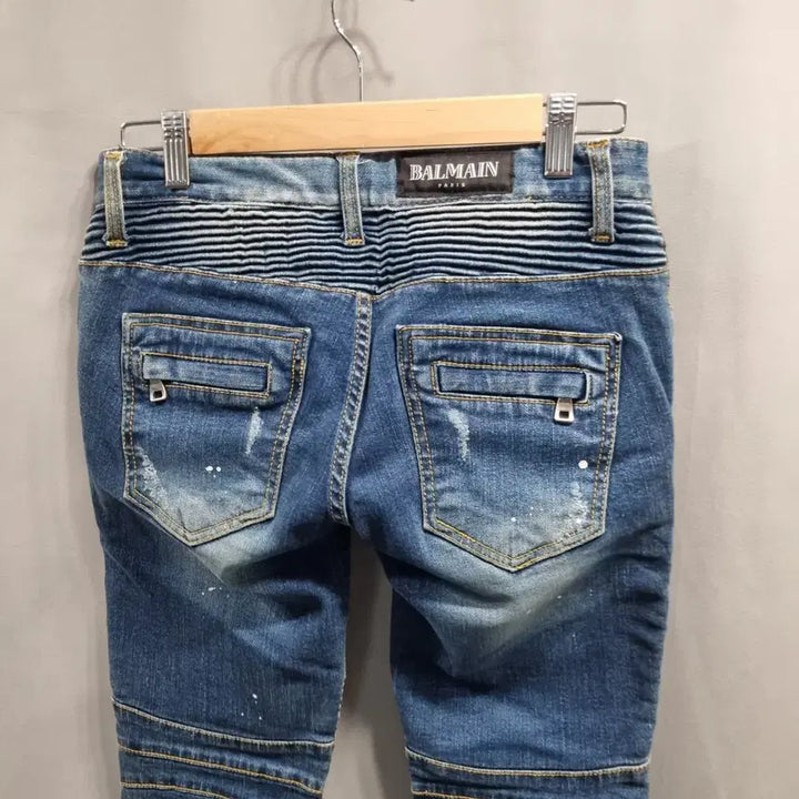[BUNJANG] Balmain Biker Denim Jeans / 발망 남성 바이커 데님 청바지 42사이즈
