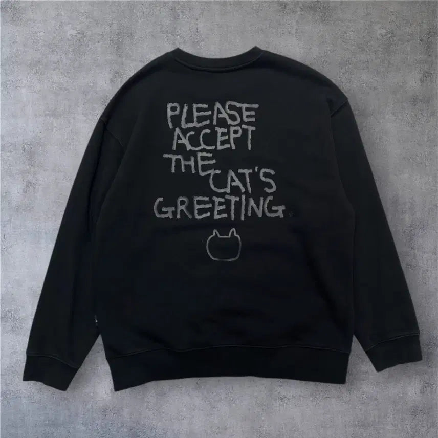 [BUNJANG] LMR Black Cat Logo Back-Printing Crewneck Sweatshirt / 엘엠알 LMR 블랙 캣로고 백프린팅 맨투맨 L