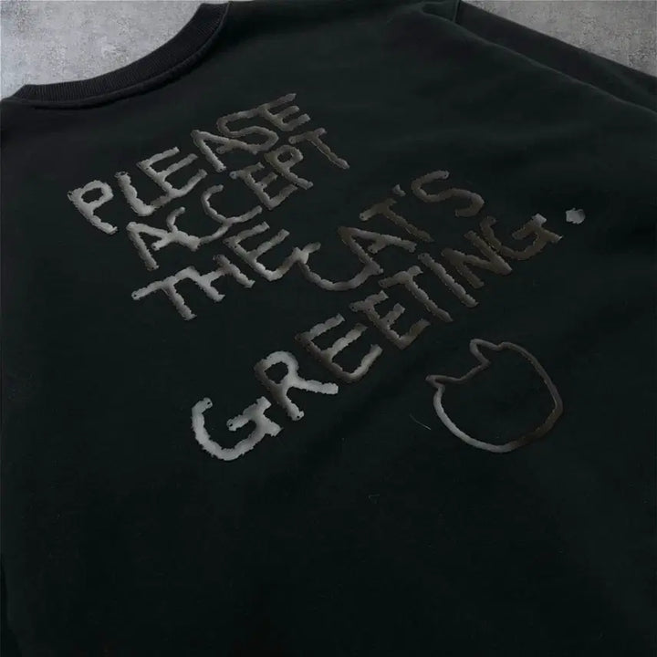 [BUNJANG] LMR Black Cat Logo Back-Printing Crewneck Sweatshirt / 엘엠알 LMR 블랙 캣로고 백프린팅 맨투맨 L