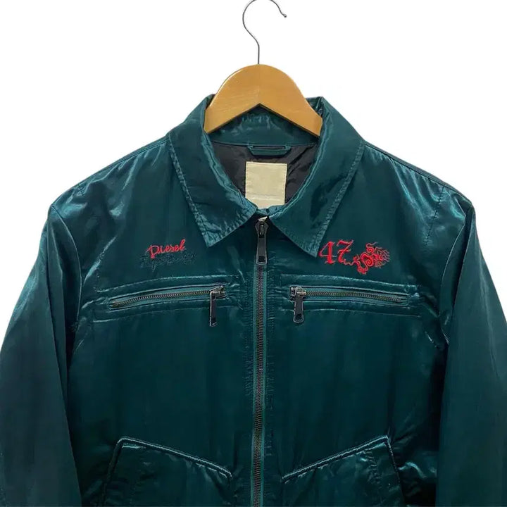 [BUNJANG] Diesel Blue Panther Satin Blouson Sukajan Jacket L / 디젤 블루 팬서 새틴 블루종 스카쟌 자켓 L