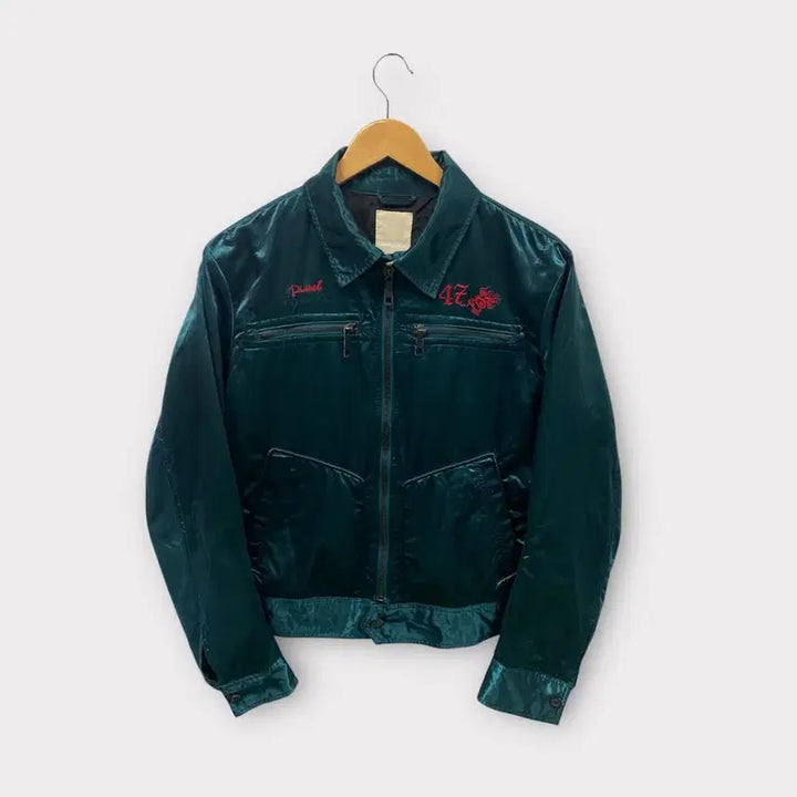 [BUNJANG] Diesel Blue Panther Satin Blouson Sukajan Jacket L / 디젤 블루 팬서 새틴 블루종 스카쟌 자켓 L