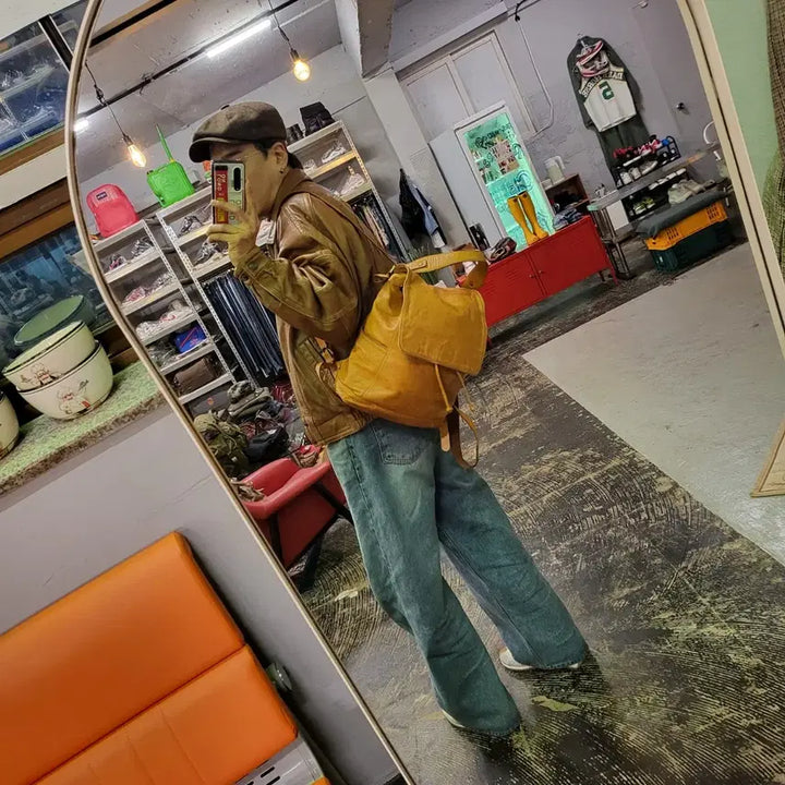 [BUNJANG] Mongsac Leather Backpack / 몽삭 레더 백팩