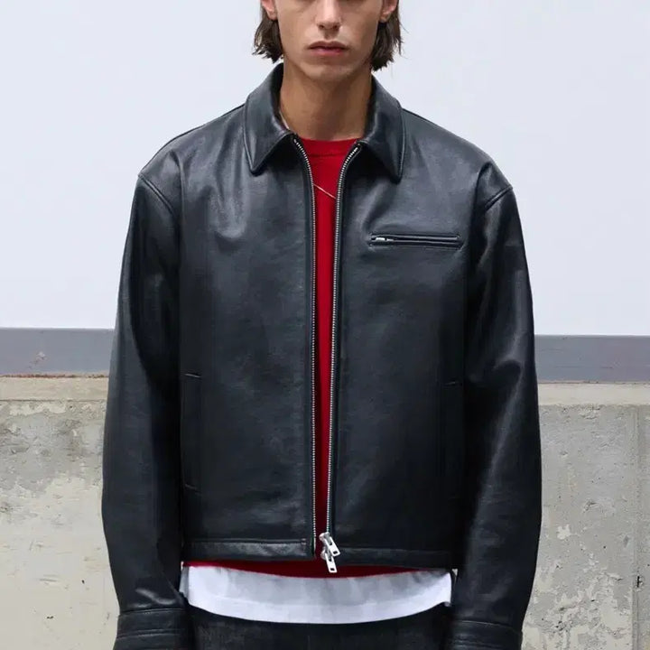 [BUNJANG] Dopejason Washed Leather Single Jacket / 도프제이슨 워싱 레더 싱글 자켓 블랙