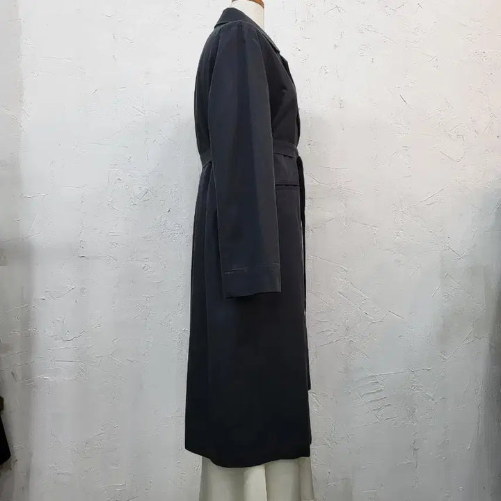 [BUNJANG] Spring Long Trench Coat / 봄신상 벨트 블랙 롱 트렌치 코트 F