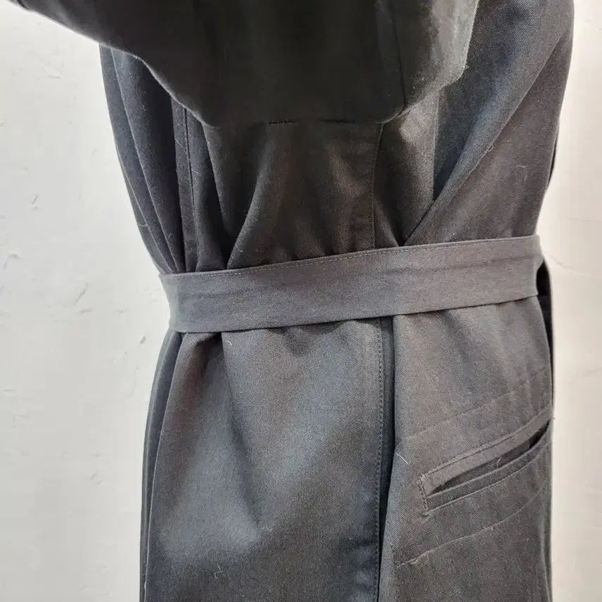 [BUNJANG] Spring Long Trench Coat / 봄신상 벨트 블랙 롱 트렌치 코트 F