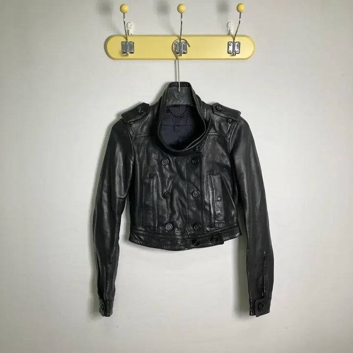 [BUNJANG] Burberry Prorsum Black Crop Leather Jacket 36 / 버버리 프로섬 블랙 크롭 레더 자켓 36