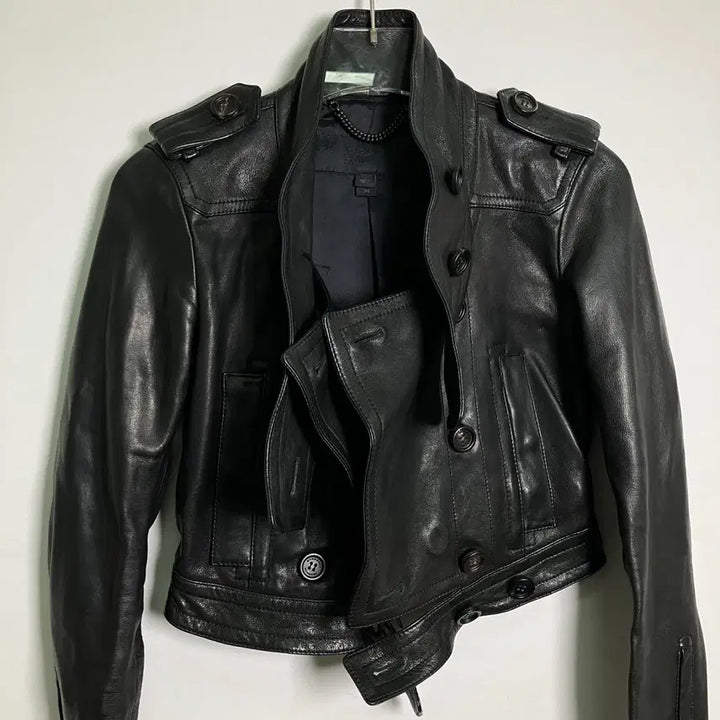 [BUNJANG] Burberry Prorsum Black Crop Leather Jacket 36 / 버버리 프로섬 블랙 크롭 레더 자켓 36