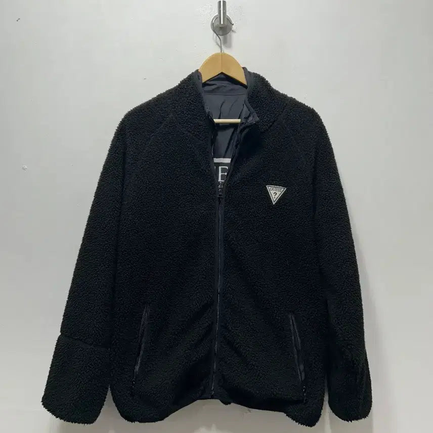 [BUNJANG] Guess Reversible Lightweight Padded Jumper (L) / 게스 블랙 경량 패딩 점퍼 양면 뽀글이 L