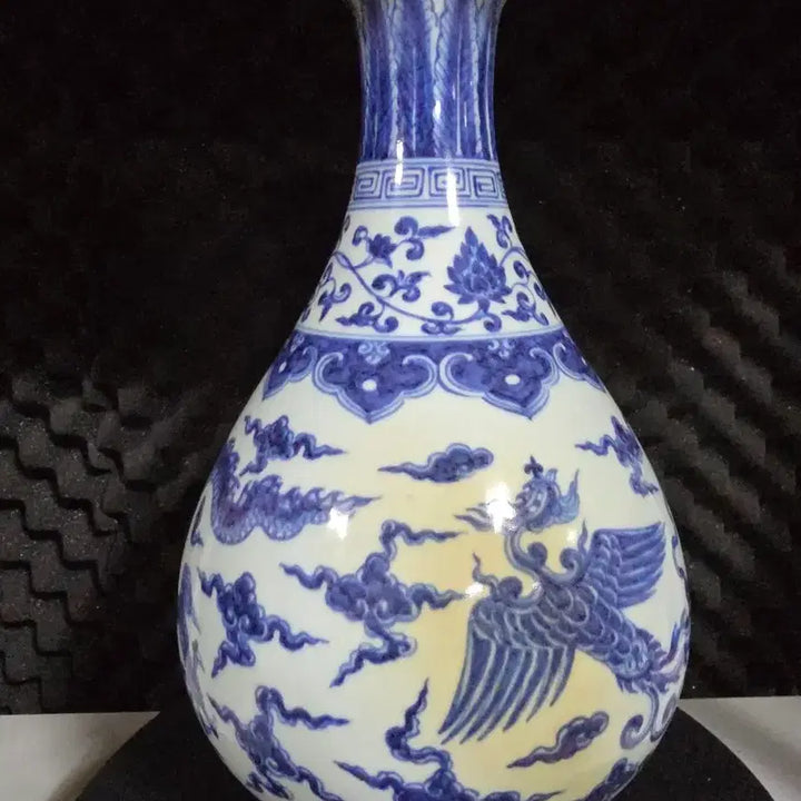 [BUNJANG] Chinese Celadon Porcelain Blue and White Cloud Dragon Vase / 중국도자기 청화 운용문 옥호춘병